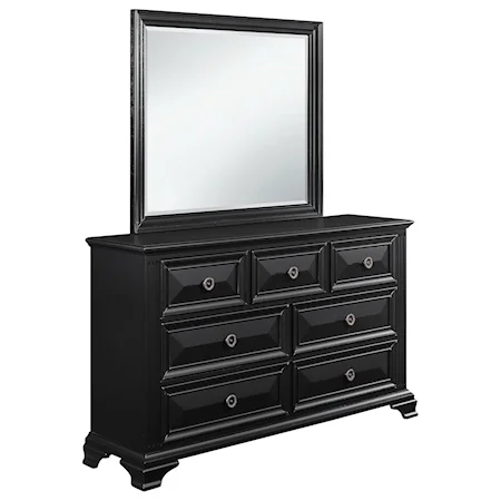 Traditional 7-Drawer Dresser and Mirror Set